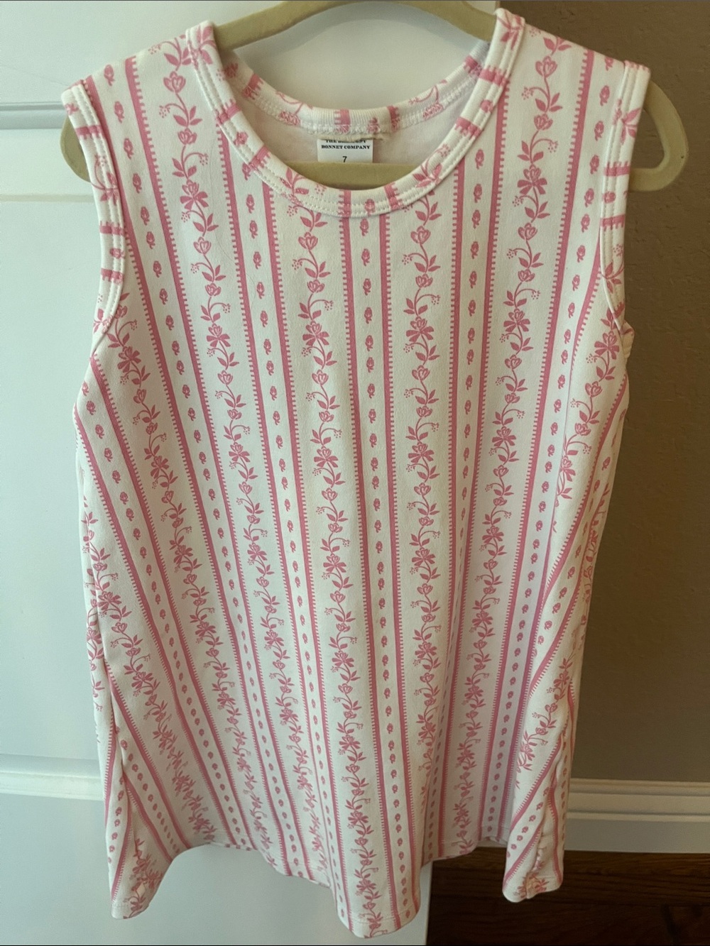 Pink Floral Stripe Sleeveless Dress